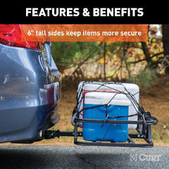 CURT 18145 48 x 20 Black Steel Basket Cargo Carrier (1-1/4, 2 Adapter, 500 lbs.)