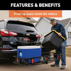 CURT 18151 60 x 20 Black Steel Basket Cargo Carrier (Folding 2 Shank, 500 lbs.)