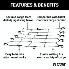 CURT 18200 44 x 38 Elastic Cargo Net for Roof Basket