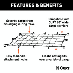 CURT 18202 43 x 24 Elastic Cargo Net for Hitch Carrier