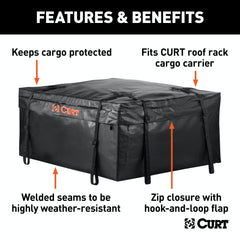 CURT 18220 38 x 34 x 18 Weather-Resistant Vinyl Roof Rack Cargo Bag