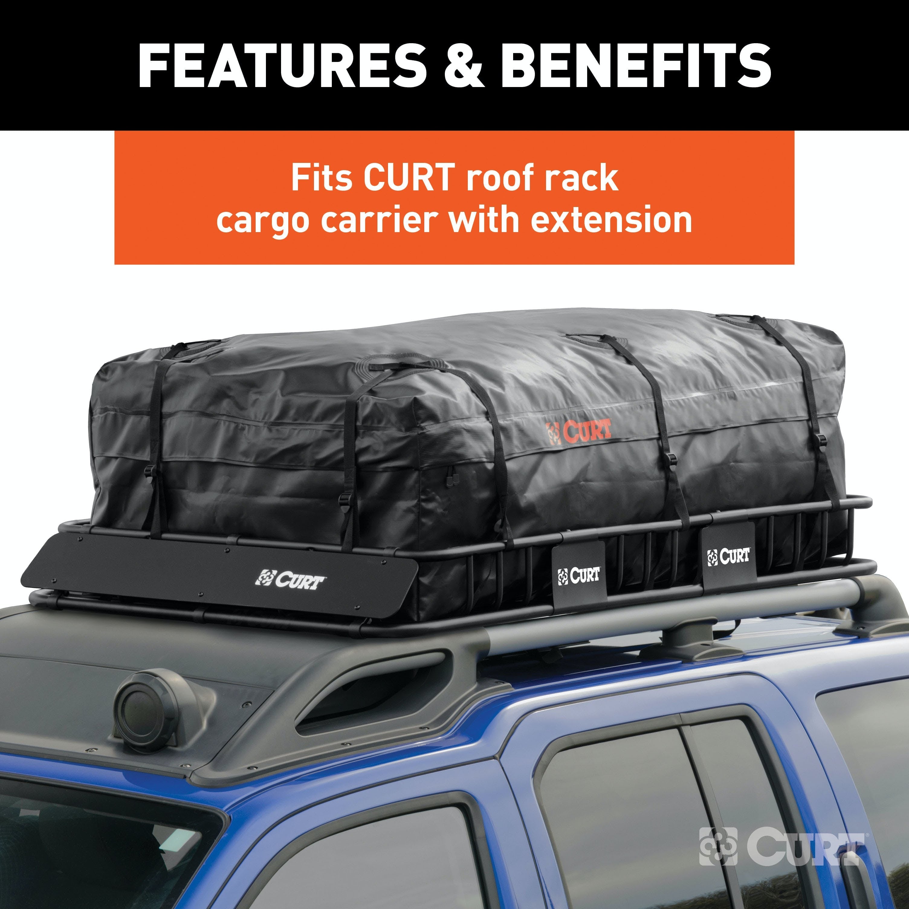 CURT 18221 59 x 34 x 21 Weather-Resistant Vinyl Roof Rack Cargo