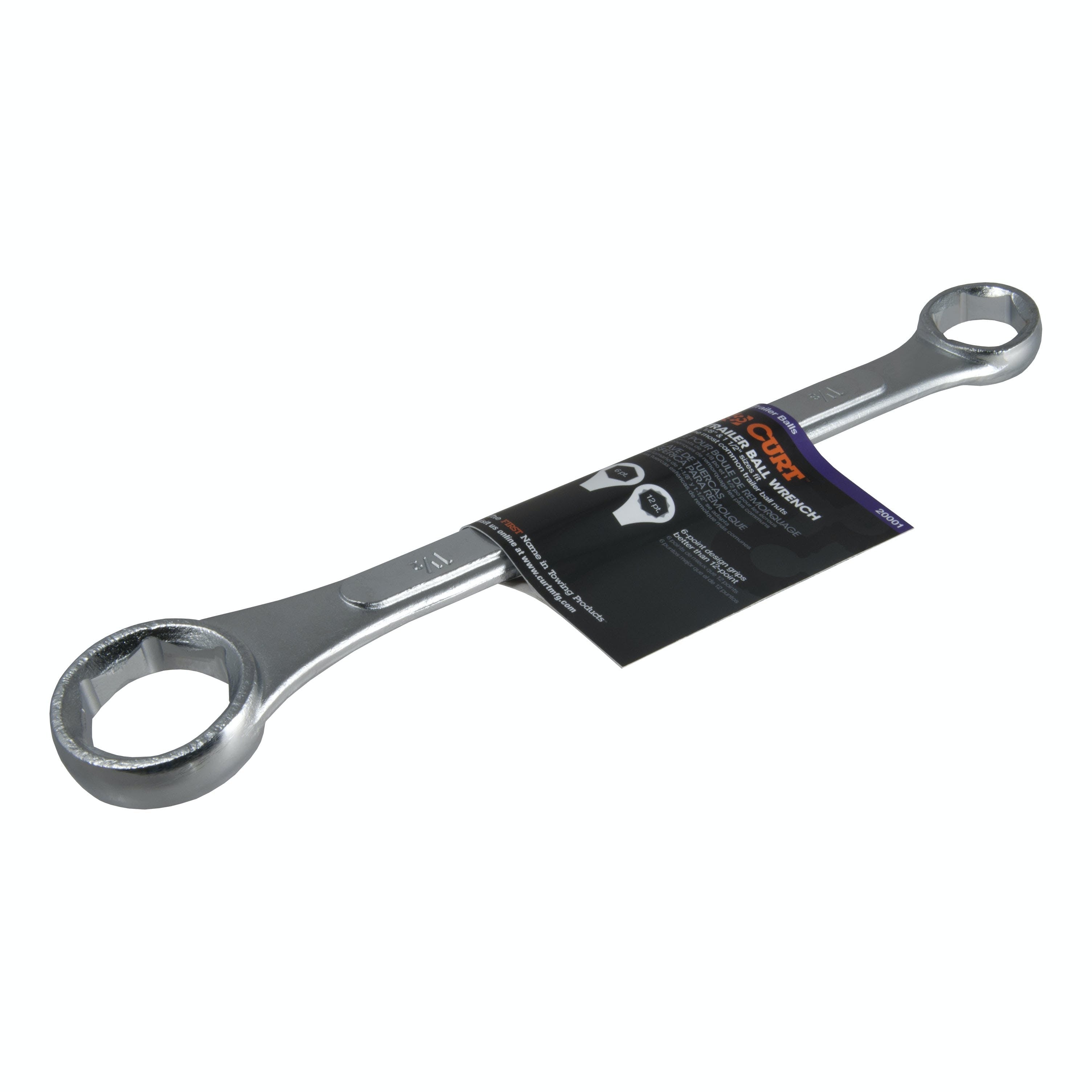 CURT 20001 Trailer Ball Box-End Wrench (Fits 1-1/8 or 1-1/2 Nuts)