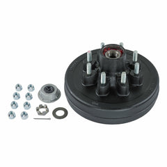 CURT 2024013261 12" Brake Drum Hub Kit with Installed Bearings - 8 on 6-1/2", 9/16" Studs, 7,000-lb. Axles