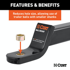 CURT 21101 Trailer Ball Reducer Bushing (From 1 to 3/4 Stem, Packaged)