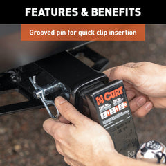CURT 21505 5/8 Hitch Pin with Groove (2 Receiver, Zinc, Packaged)
