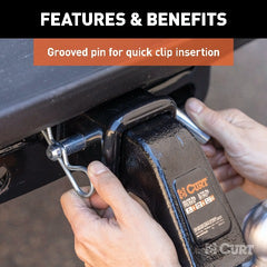 CURT 21507 Heavy-Duty 5/8 Hitch Pin with Groove (2-1/2 or 3 Receiver, Zinc)