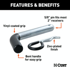 CURT 21511 5/8 Hitch Pin (2 Receiver, Zinc with Rubber Grip, Packaged)