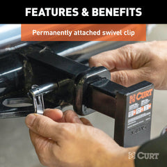 CURT 21561 1/2 Swivel Hitch Pin with 5/8 Adapter (1-1/4 or 2 Receiver, Zinc, Packaged)