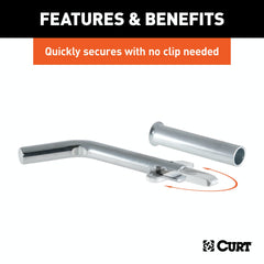 CURT 21561 1/2 Swivel Hitch Pin with 5/8 Adapter (1-1/4 or 2 Receiver, Zinc, Packaged)