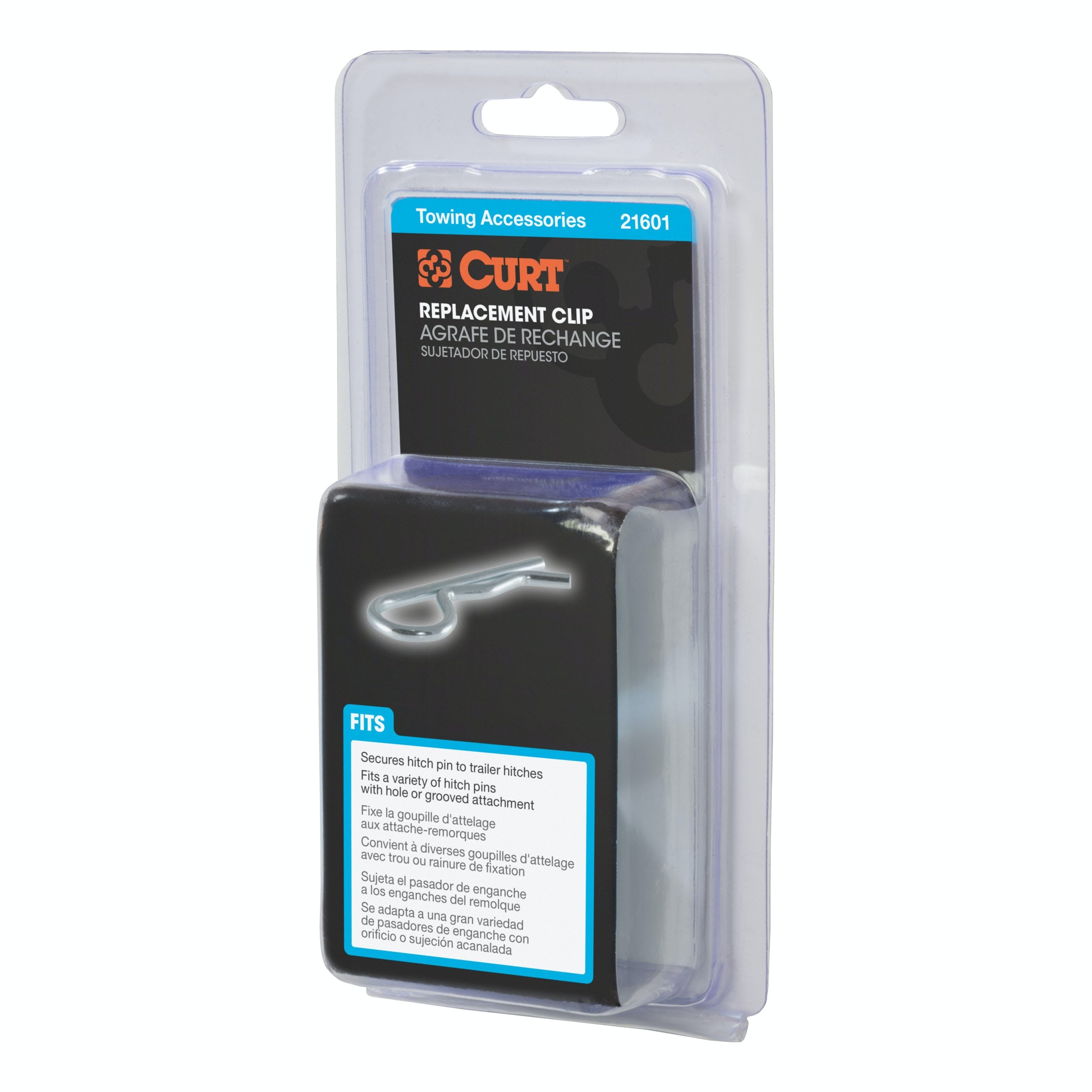 CURT 21601 Hitch Clip (Fits 1/2 or 5/8 Pin, Zinc, Packaged)