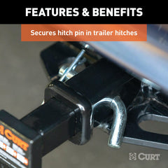CURT 21602 Hitch Clips (Fits 1/2 or 5/8 Pin, Zinc, 3-Pack)