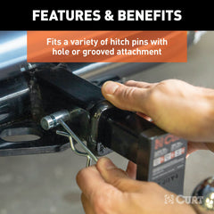 CURT 21602 Hitch Clips (Fits 1/2 or 5/8 Pin, Zinc, 3-Pack)