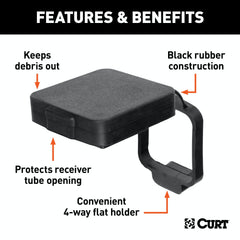 CURT 21728 2 Rubber Hitch Tube Cover with 4-Way Flat Holder (Packaged)