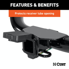 CURT 21728 2 Rubber Hitch Tube Cover with 4-Way Flat Holder (Packaged)