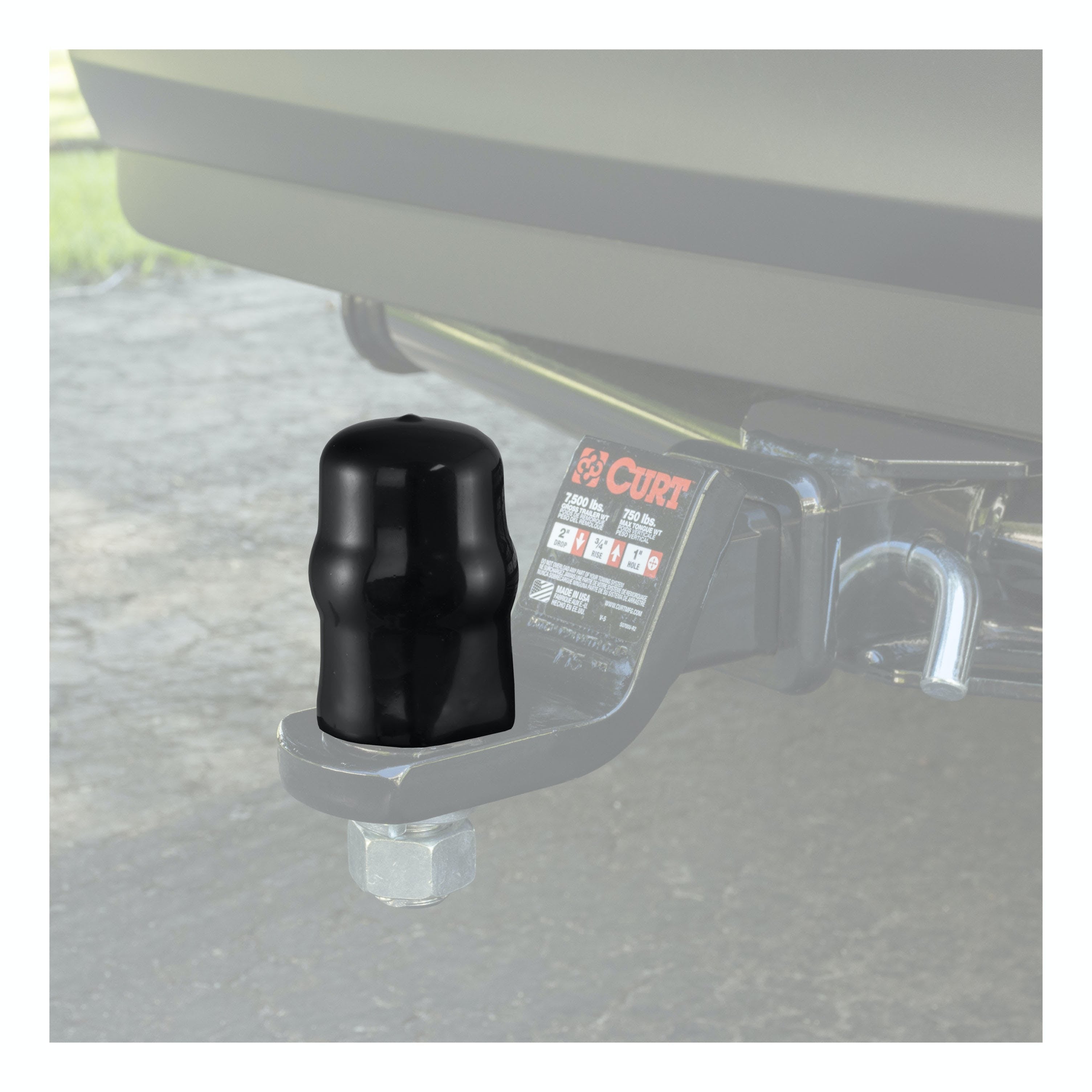 CURT 21801 Trailer Ball Cover (Fits 1-7/8 or 2 Balls, Black Rubber, Packaged)