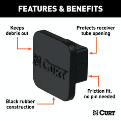 CURT 22275 1-1/4 Rubber Hitch Tube Cover (Packaged)