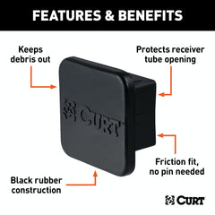 CURT 22276 2 Rubber Hitch Tube Cover (Packaged)