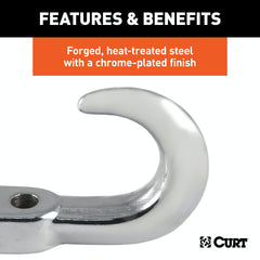 CURT 22401 Tow Hook with Hardware (10,000 lbs., Chrome)