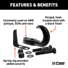 CURT 22411 Tow Hook with Hardware (10,000 lbs., Black)