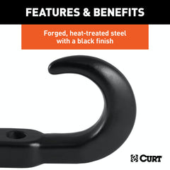 CURT 22411 Tow Hook with Hardware (10,000 lbs., Black)
