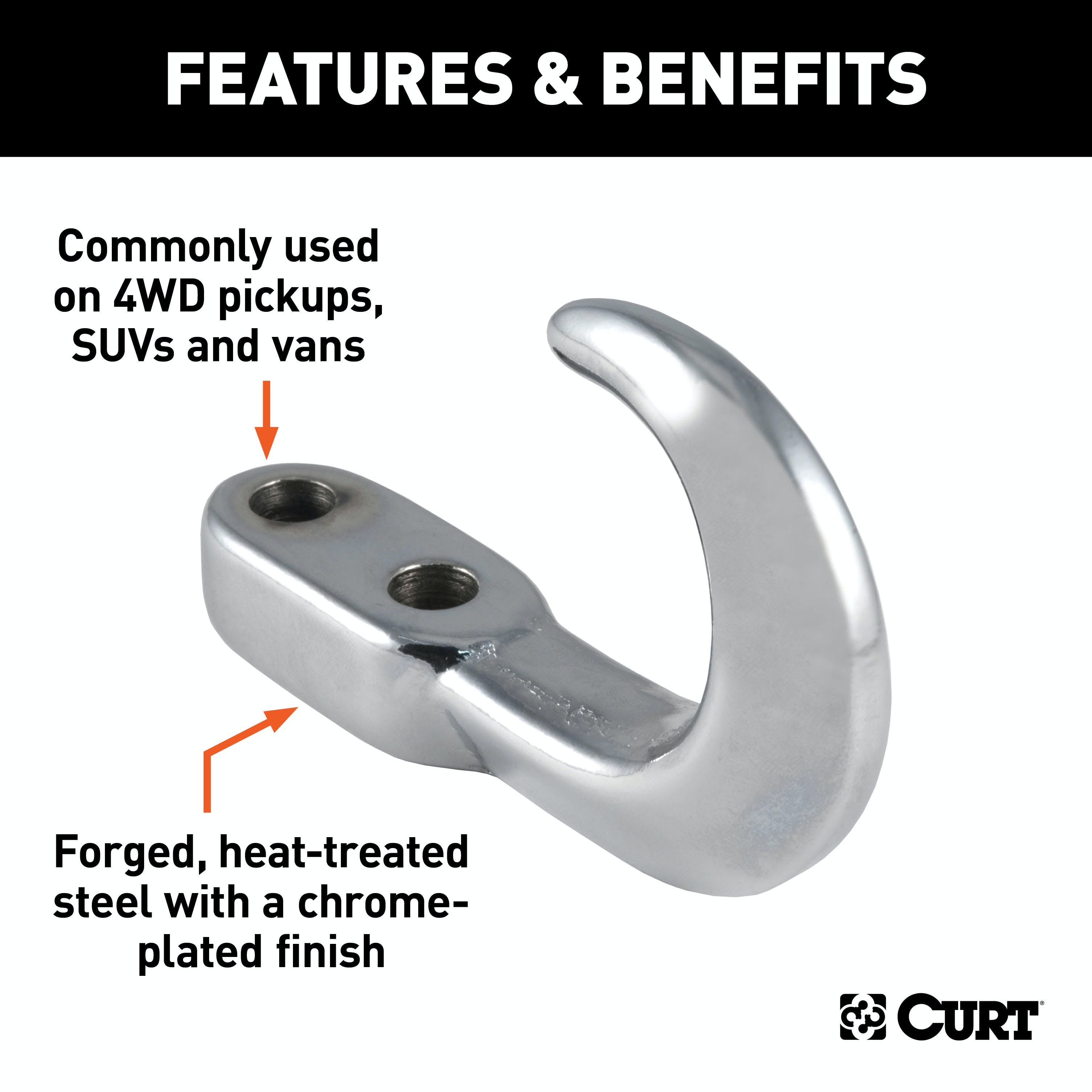 CURT 22420 Tow Hook (10,000 lbs., Chrome)