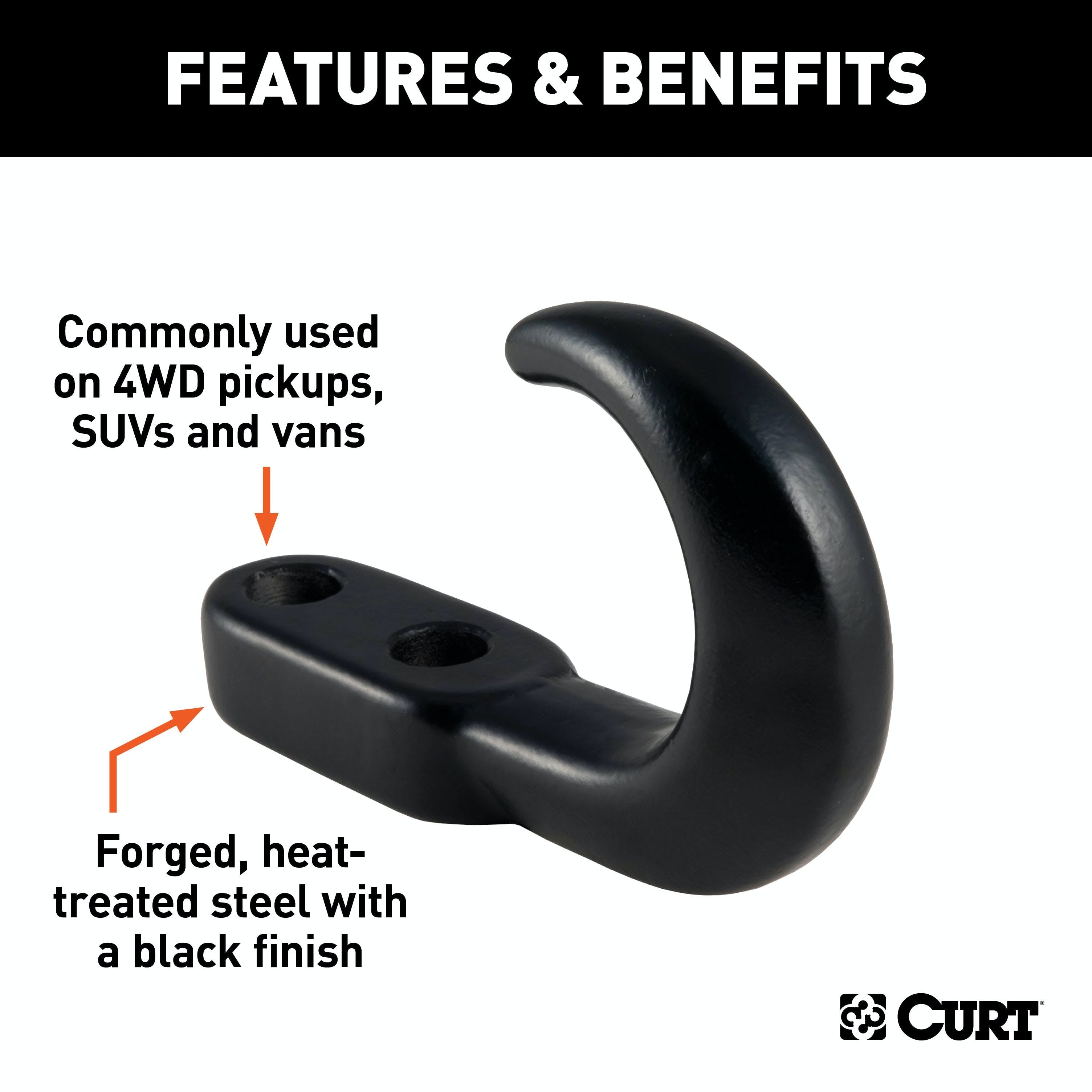 CURT 22430 Tow Hook (10,000 lbs., Black)