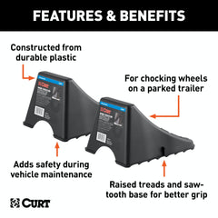 CURT 22800 Wheel Chock Set (Up to 17 Wide Wheels)