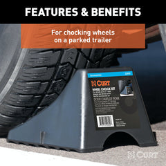 CURT 22800 Wheel Chock Set (Up to 17 Wide Wheels)