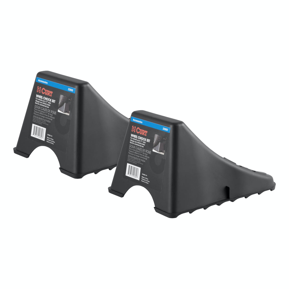 CURT 22800 Wheel Chock Set (Up to 17 Wide Wheels)