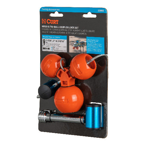 CURT 23083 Hitch & Tri-Ball Coupler Lock Set (Up to 2-1/2" Receiver, 1-7/8", 2", 2-5/16")