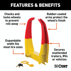 CURT 23175 Wheel Chock Lock (Yellow Powder Coat)