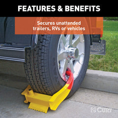 CURT 23175 Wheel Chock Lock (Yellow Powder Coat)