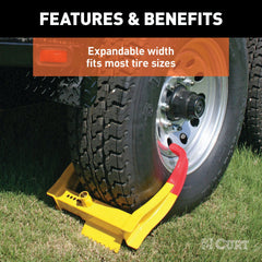 CURT 23175 Wheel Chock Lock (Yellow Powder Coat)