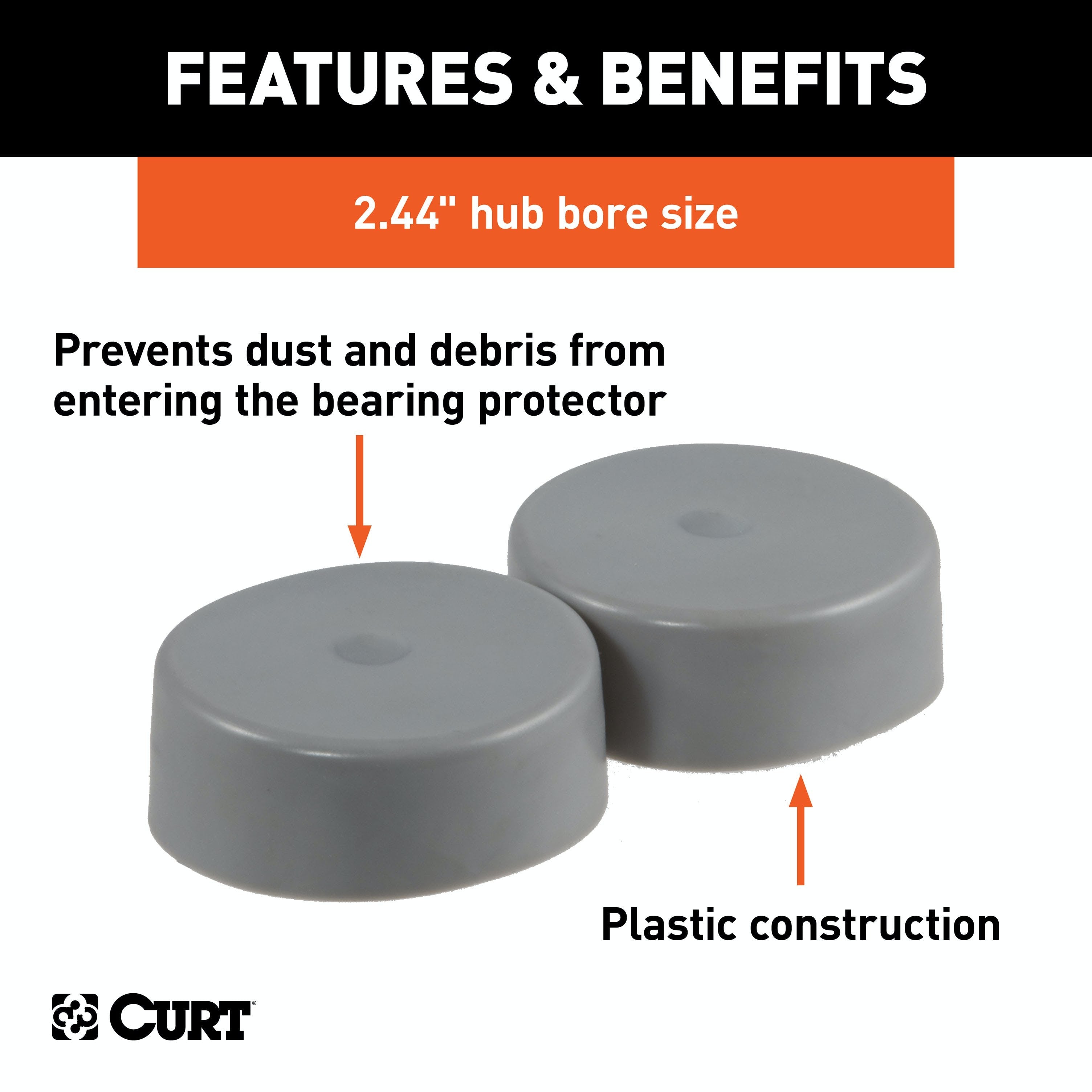 CURT 23244 2.44 Bearing Protector Dust Covers (2-Pack)