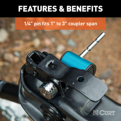 CURT 23503 Coupler Lock (1/4 Pin, 1 to 3 Latch Span, Right-Angle, Chrome)