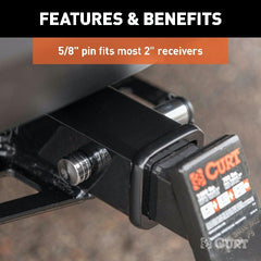 CURT 23515 5/8 Hitch Lock (2 Receiver, Barbell, Chrome)