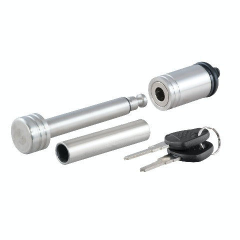 CURT 23517 1/2 Hitch Lock with 5/8 Adapter (1-1/4 or 2 Receiver, Barbell, Stainless)