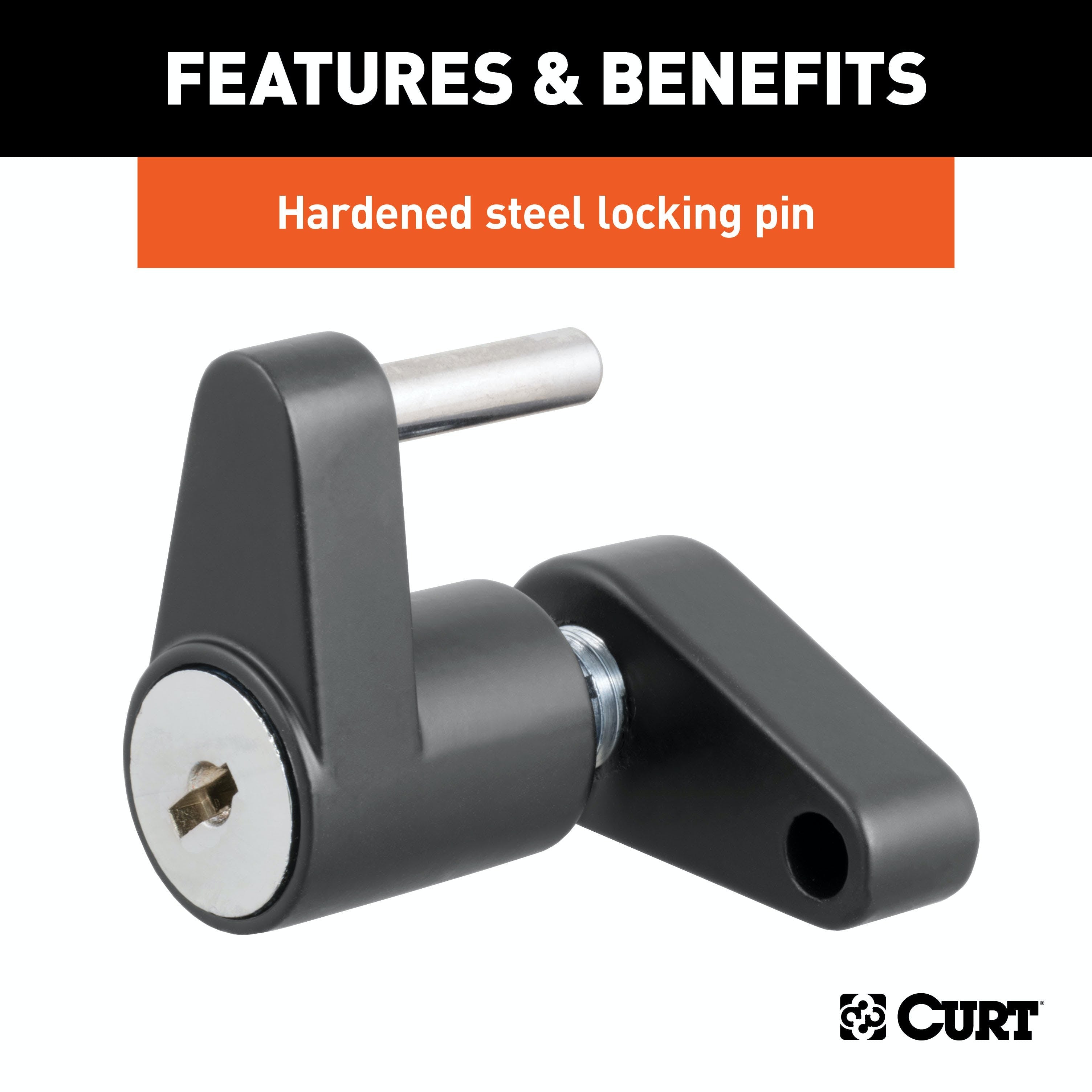 CURT 23521 Coupler Lock (1/4 Pin, 3/4 Latch Span, Padlock, Black)