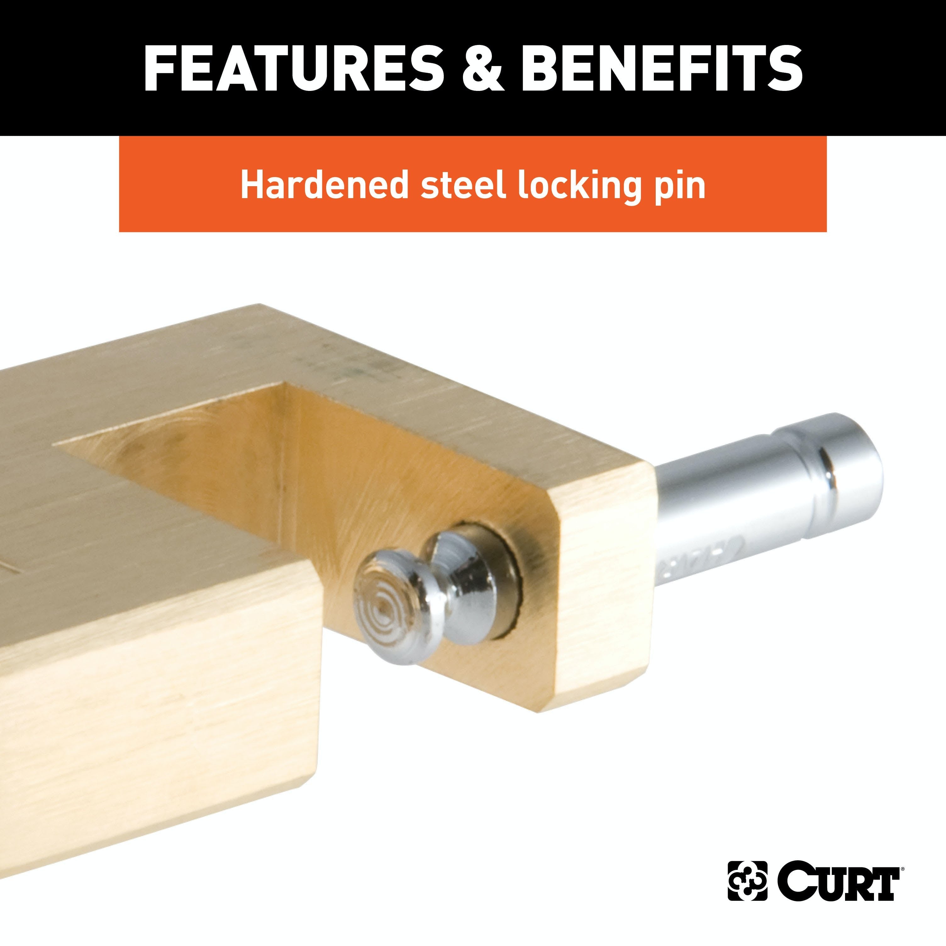 CURT 23546 Coupler Lock (1/4 Pin, 3/4 Latch Span, Padlock, Solid Brass)