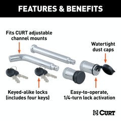 CURT 23556 Channel Mount Lock Set (5/8 Diameter)