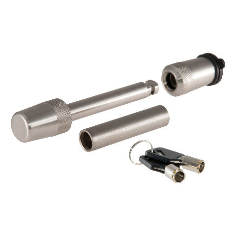 DISCONTINUED - CURT 23580 1/2" Hitch Lock with 5/8" Adapter (1-1/4" or 2" Receiver, Barbell, Stainless)