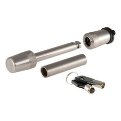 DISCONTINUED - CURT 23580 1/2" Hitch Lock with 5/8" Adapter (1-1/4" or 2" Receiver, Barbell, Stainless)