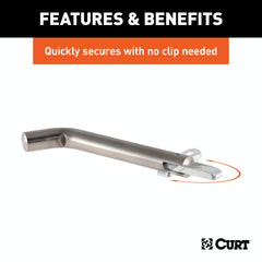 CURT 23582 5/8 Swivel Hitch Pin (2 Receiver, Stainless, Packaged)