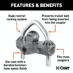 CURT 23659 Universal Trailer Coupler Lock (Hammer-Tone Epoxy)