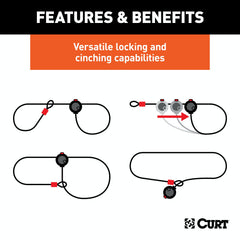 CURT 23666 Multi-Use Cable Lock (6' x 3/8 Cable, Vinyl-Coated Braided Steel)