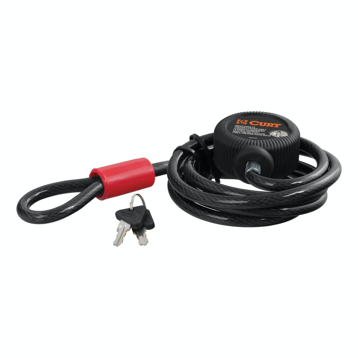 CURT 23666 Multi-Use Cable Lock (6' x 3/8 Cable, Vinyl-Coated Braided Steel)