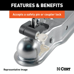 CURT 25100 2 Straight-Tongue Coupler with Posi-Lock (3 Channel, 5,000 lbs, Zinc)