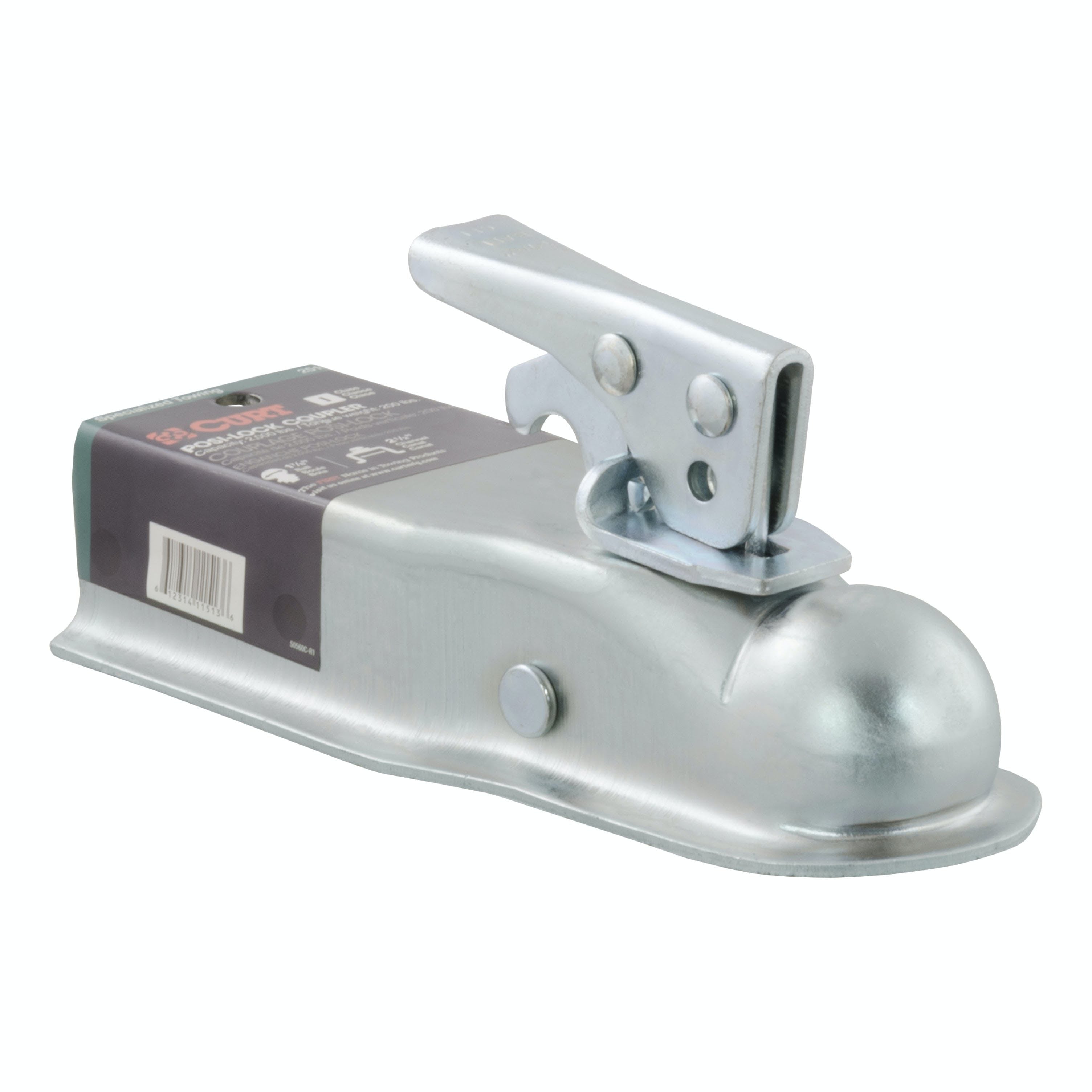 CURT 25105 1-7/8 Straight-Tongue Coupler with Posi-Lock (2-1/2 Channel, 2,000 lbs, Zinc)