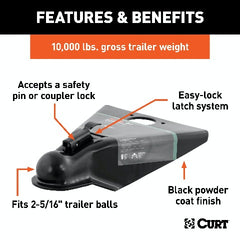 CURT 25200 2-5/16 A-Frame Coupler with Easy-Lock (10,000 lbs, Black)
